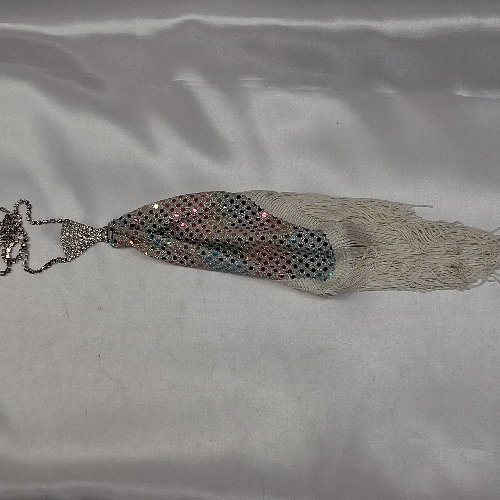 Silver Rhinestone  Fringe Neck Tie